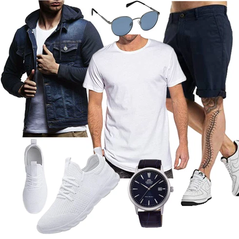 Hellblau/Dunkelblau/Beige/Blau Chino Shorts/Bermuda/Baggy Short/Kurze Hose/Musselin Shorts/Cargo Short Jack & Jones kombinieren