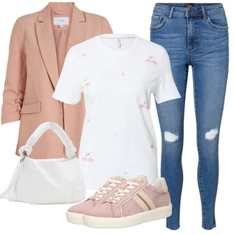 Outfity z džínu Skinny s Světle modrá/Modrá Kalhoty s dírou/Jeggings/Džínové Legíny VERO MODA "Perfektní na léto"