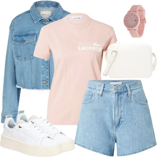 Outfit s Růžová/Béžová/Modrá Lacoste, Lacoste, Lacoste "Perfektní na léto"