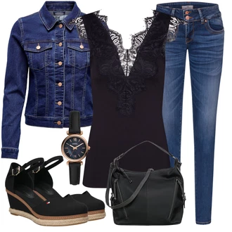 Kůže Outfit s Černá/Béžová Lodička na klínku/Boty Mary Jane/Espadrilka s klínovým podpatkem/Bota Na Klínku/Přezková bota/Espadrilka na Podpatku/Espadrille sandál Tommy Hilfiger "Perfektní na léto"