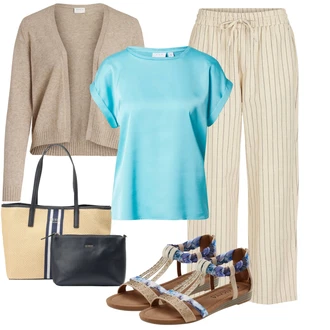 Oblečení se sukní S křivkami s Šedá/Hnědá/Béžová/Khaki Pletenina veľkej veľkosti Vila "Perfektní na léto"