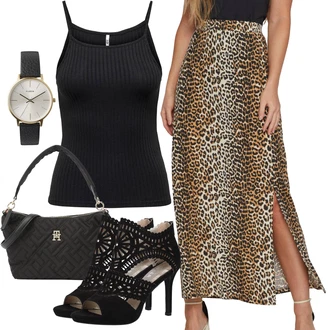 Vysoké Podpatky Outfit s Černá/Oranžová Bullboxer "Perfektní na léto"