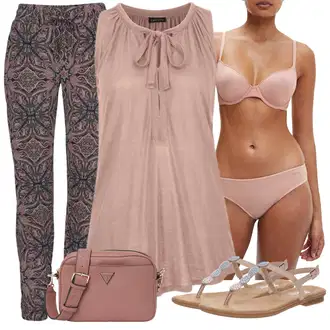 Outfit s Bílá/Béžová/Žlutá/Hnědá/Světle modrá Páskový Sandál/Sandál se třpytkami/Pletený Sandál/Sandál S T Páskem Rieker "Perfektní na léto"
