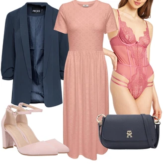 Outfit s Fialová/Růžová/Oranžová Tričkové šaty/Dlouhé Letní Šaty/Midi Šaty/Společenské šaty pro hosta/Žerzejové Šaty/Maxi Šaty/Šaty v Délce do Lýtka/Dlouhé pletené šaty JdY "Perfektní na léto"