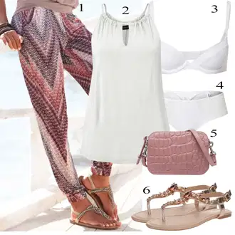 Outfit s Zlatý Letní Bota/Pletený Sandál/Sandál se třpytkami/Páskový Sandál/Sandál S T Páskem About You "Stylová letní nálada"