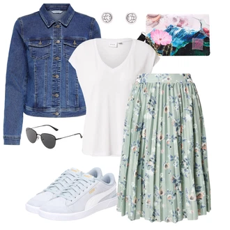 Vikky Outfit s Pastelové barvy/Bílá Teniska Puma "Pestrý letní outfit"