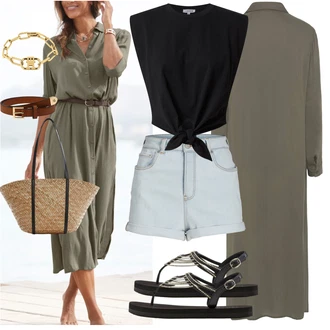 Oblečení se sukní Punk s Černá/Tmavě šedá/Krémová/Bílá/Šedá/Béžová Nezařazené Lascana "Plážový outfit"Look: Cool, Bad Taste, Metal, Šik, Elegantní, Unisex, Burleska, Punk, Extravagantní