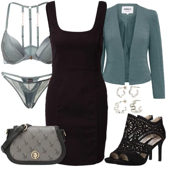 Outfit sa Crna/Narandžasta Veganska cipela/Elegantna Cipela/Sandala s petom/Salonka & Visoki Pet/Salonka s Kopčom/Sandala na Petu Bullboxer "Poslovni look"