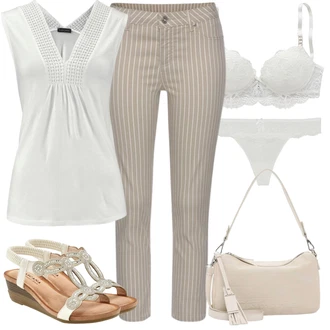 Outfit sa Krem/Bež/Pink Brazilski Slip/Gaćica & tanga/Gaćice bez prepona/Klasične gaćice/Prozirna gaćica lingadore "Poslovni look"