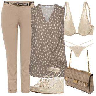 Visoke Pete Outfit sa Bijela/Bež Sandale Espadrila sandala/Espadrila s Platformom/Espadrila s klinastim petom/Ljetna Cipela bershka "Poslovni look"