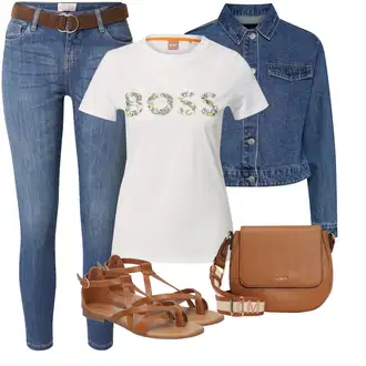 Outfit s Hnědá/Béžová Sandál S T Páskem/Vintage sandál/Páskový Sandál/Gladiátorská sandála/Římská sandála/Letní Bota About You "Pro slunečné dny"