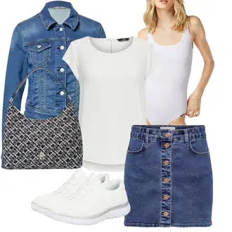 Kombinacije za Oktoberfest moderne sa Plava/Svjetloplava Kaput LTB, Siva/Krem/Bijela Tunika/Bluza Veći Broj/Majica I Top Veći Broj Only "Outfit za ljeto"Look: Rap, moderne, Prekrasan, 90-ich, Sveučilišna, Western, Mom, cool, Stil, Lagano, Elegantan, 20-ih godina, Običan