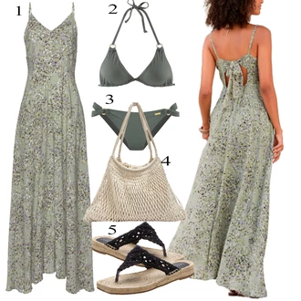 Outfity pro 18. narozeniny Host s Šedá/Zelená/Světle zelená/Tmavě zelená Dlouhé Letní Šaty/Boho Letní Šaty/Hippie šaty/Vintage Boho Šaty/Boho Šaty Elegantní/Maxi Šaty/Šaty S Potiskem Lascana, Šedá/Tmavě zelená Pánské boty ve velikosti 11/Trojúhelníkový Podprsenek/Podprsenka s výstřihem push-up/Bralette Lascana, Šedá/Světle šedá/Tmavě šedá Micro Bikini/Top bikin s vysokým výstřihem/Formující tankini/Plavky Halterneck/Bikiny kalhotky/Bikin/Bandeau Bikin/Tankiny bandeau/Balconette-bikini Lascana, Béžová/Tmavě modrá/Krémová/Modrá/Světle modrá Pohodlný Sandál/Žabka s klínovým podpatkem/Letní Bota/Sandál S T Páskem/Žabka/Pletený Sandál/Sandál Dianette/Espadrille sandál Lascana "Módní letní vzhled"
