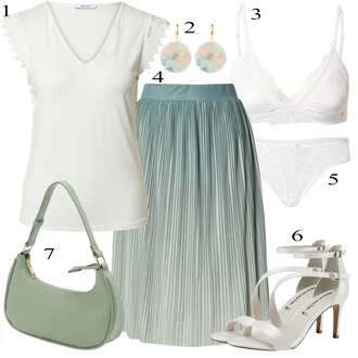 Eleganten outfit mit Krem/Bela/Rumena/Siva/Khaki/Srebrna/Bež Velika velikost Srajca & majica Velike velikosti/Majica & Top/Bluza in Tunika/Bluza Velika velikost About You "poletni videz"Look: Nor, Emo, Babydoll, Eleganten, Francoski, Lepo, Romantičen, Transparent