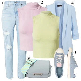 Kombinacije za ljeto sa Svjetloplava Mom Jean/Boyfriend Jeans/Dad Traperice/Traperice s Rupom/Girlfriend Traperice/High Waist Traperice/Kožne jakne/Traperice s Prorezom levi's ® "Lijepi ljetni look"