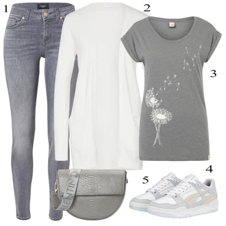 Oblečení se sukní S křivkami s Šedá/Krémová/Bílá/Khaki Pletenina veľkej veľkosti Vila "Stylová letní nálada"