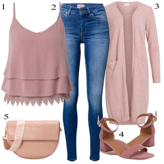 Oblečení se sukní Zvonový s Růžová/Fialová Top Se Špagetovými Ramínky/Top Na Party/Halenka Bez Rukávů About You "Stylová letní nálada"