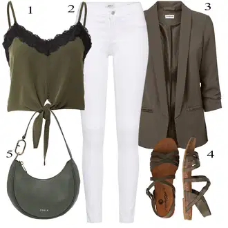 Moderní Outfit s Bílá/Hnědá/Černá Džín s Širokou Nohavicí/Dámské Džíny s Délkou 7/8/Zvonové Džíny/Zkrácené Džíny/Formální Košile/Džíny Culottes/Plisované Džíny Only "Stylová letní nálada"Look: Styl, Cool, Francouzské, Italský, Námořní, Moderní, Mom, Krásný, Španělské, Western, Old Money, 70tá léta