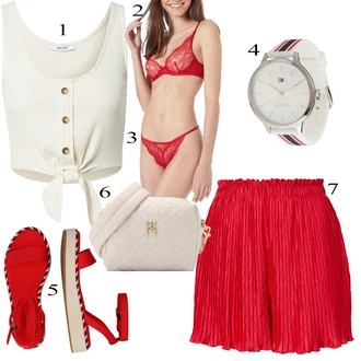 Outfit sa Crvena/Pink/Tamnocrvena Gaćica & tanga/Gaćice bez prepona/Brazilski Slip/Prozirna gaćica HUNKEMÖLLER "Dopadljivi ljetni outfit"