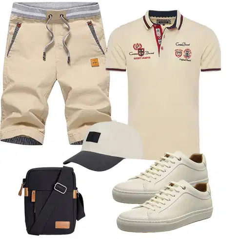 Beige/Khaki Chino Shorts/Kurze Hose/Bermuda/Musselin Shorts/Baggy Short/Leinen-short/Cargo Short JustSun kombinieren