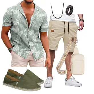 Old Money Outfit mit Beige/Khaki Chino Shorts/Bermuda/Cargo Short/Kurze Hose/Baggy Short/Musselin Shorts JMIERR "Sommer Outfits"Look: Old Money, Boyfriend, Sportlich, Outdoor, Skater, Hip Hop, Unisex, Smart Casual, Casual, Coole, Schön