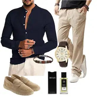Cropped Outfit mit Schwarz/Dunkelblau JeansHemd/Hemdbluse/Business Hemd/Casual Hemd AUDATE "Sommer Outfits"