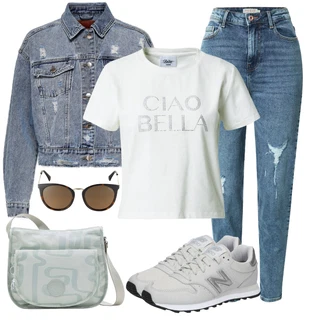 Outfit s Šedá/Světle zelená/Hnědá/Modrá Mužské běžecké boty/Zkrácený Top/Fancy tričko/Těhotenské tričko/Košile s potiskem/Tričko s krátkým rukávem/Sportovní tričko/Tričko s nápisem bella x about you "Sportovní letní outfity"