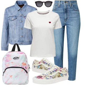 Outfity pro letiště Cool s Světle modrá/Modrá Mom Jean/Girlfriend Džíny/Vintage džíny/High Waist Džínové Kalhoty/Dad Džíny/Dámské Džíny s Délkou 7/8/Zužující se Džíny/Zkrácené Džíny/Džíny s Rozparkem/Kotníková Bota levi's ® "Sportovní letní outfity"Look: Styl, Mom, 50. Let, 90tá léta, Cool, Old Money, Vintage, Western