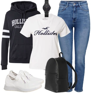 Skládací Outfit s Černá Náramkové hodinky "Sportovní letní outfity"
