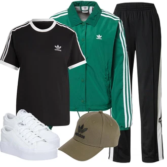 Outfity s kloboukem s ?erná/Bílá B??ecká Kalhoty/Sportovní kalhoty/Kalhoty se ?t?rbinou/Tréninková Kalhoty/?erzejová Kalhoty/Látková Kalhoty Adidas Originals, ?erná Adidas Originals "Sportovní letní outfity"