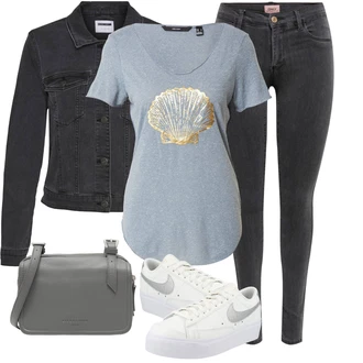 Outfit s Šedá/Bílá/Červená/Stříbrný Nízká Teniska/Skate Bota/Kožené Tenisky/Vintage Teniska/Úzká Teniska/Letní Tenisky/Teniska s dírkovaným vzorem Nike Sportswear "Sportovní letní outfity"