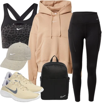 Outfit s Béžová/Khaki/Zlatý Běžecká bota/Běžecká bota/Tenisová bota/Gymnastická bota/Bota na fitness/Tréninková bota Nike "Sportovní letní outfity"
