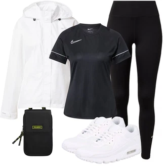 Air Max 90 Outfit s Bílá/Krémová Gymnastická bota/Bota na fitness/Běžecká bota/Tenisová bota/Bota na zumbu Nike Sportswear "Sportovní letní outfity"