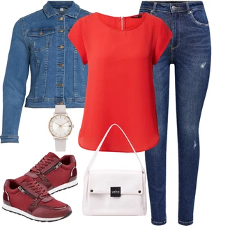 Outfit s Červená Tričko & Top Móda Pro Plnoštíhlé/Halenka Móda Pro Plnoštíhlou/Halenka a Tunika Tunika Only "Sportovní letní outfity"
