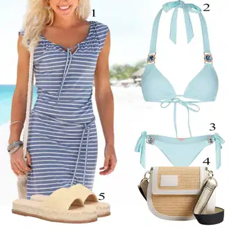 Majka mladenke Outfit sa Svjetloplava/Pastelne boje/Plava/Siva Haljina za Plažu/Ljetna Haljina/Ležerna Haljina/Pamučna Haljina/Polo Haljina/Pamučna haljina/Platnena Haljina Venice Beach "Outfit za plažu"
