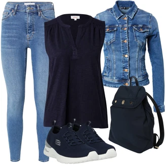 Outfit s Černá Nazouvací teniska Skechers "Stylová letní nálada"