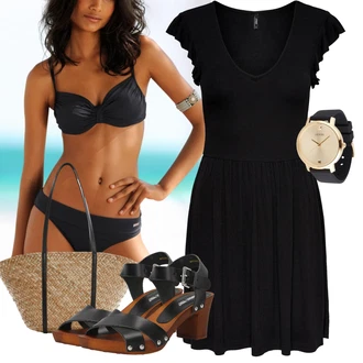 Outfity pro 18. narozeniny Host s Černá/Tmavě modrá/Hnědá Bikiny - Spodní Díl/Spodní díl bikin/Plavka/Bikiny hotpant Lascana, Černá Podprsenka push-up bez ramínek/Podprsenka s výstřihem push-up/Podprsenka Balconette/Bandeau Podprsenka/Push-Up Podprsenka/Podprsenka bez ramínek & variabilní podprsenka Lascana, Černá Žerzejové Šaty/Plisované Šaty/Rock'n rollové šaty/Volánové šaty/Babydoll Šaty/Skater šaty/Pletené Šaty Only "Stylová letní nálada"