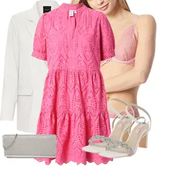 Outfit s Béžová/Bílá Sandál Na Podpatku/Sandál Na Širokém Podpatku/Svatební bota/Sandál se třpytkami/Sandál s podpatkem/Svatební Bota nly by nelly "Stylová letní nálada"
