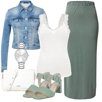 Outfity na zimu krajkou s Bílá/Krémová Krajkované tričko/Krajkový Top/Halenka Bez Rukávů Pieces "Stylová letní nálada"