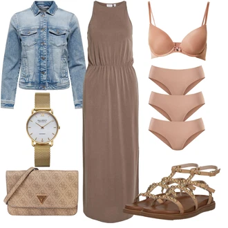 Outfit s Růžová/Béžová/Fialová Kalhotky/Sada Kalhotek s Drátěnou Podprsenkou/Tanga/Spodní kalhotky/Klasické kalhotky/Tělo bez kostic/Formující Kalhotky/Brazilské Kalhotky/Sada kalhotek podprsenky/Multibaleno Lascana "Stylová letní nálada"