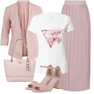 Elegantní Outfit s Fialová/Růžová Italská Sukně/Midi Sukně/Maxi sukně/Plisovaná sukně/Mačkaná Sukně/Sukně Pro Svatebního Hosta/Moderní Sukně About You "Stylová letní nálada"Look: Áčkového Střihu, Cool, Elegantní, Krásný, Old Money, Romantický, Klasické, 60. Let