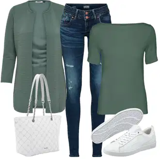Outfit s Tyrkysový/Zelená/Khaki Pletenina veľkej veľkosti/Tunika/Kabát/Kalhoty Veľké Veľkosti Only "Perfektní na léto"