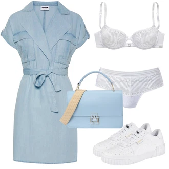 Outfit sa Svjetloplava/Plava Haljina Veći Broj/Tunika Noisy may "Lijepi ljetni look"