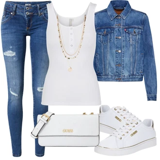 Outfit sa Tamnoplava/Pastelne boje/Žuta Kratka Traper Jakna/Proljetna jakna/Ljetna jakna/Vintage Jakna/Prijelazna Jakna/Traper Jakna levi's ® "Outfit za ljeto"