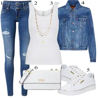 Kombinacije za zabavu S oblinama sa Bijela/Krem Majica I Top Veći Broj/Bluza Veći Broj Pieces "Lijepi ljetni look"