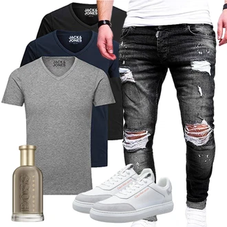 Sommer Outfits mit Schwarz Jeans Leder Schuhe Behype "Urlaub Outfit"