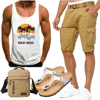 Sommer Outfits Leichte mit Khaki Cargo Short/Bermuda Indicode "Urlaub Outfit"