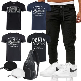Jeans Outfits Boyfriend Fitness mit Schwarz/Khaki/Dunkelgrün Löcherne Hose/Skinny Hose/Cargo-Jogginghose Cassiecy "Urlaub Outfit"Look: Boyfriend, Sportlich, Goa, Outdoor, Stil, Empire, Coole, Techno, Casual, Hip Hop, Workwear, Fitness, Arbeits, Freizeit, Trekking, Laufen, Joggen