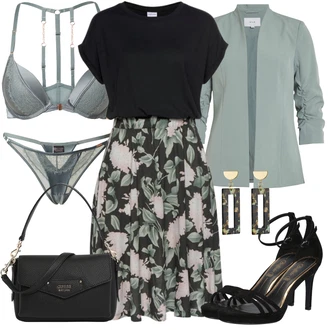 Outfit sa Svjetloplava/Plava/Svjetlozelena Kožne jakne za muškarce/Grudnjak Minimizer/Grudnjak prsnog kroja/Grudnjak sa žicom/Relief grudnjak/Push-up grudnjak s halterima/Balkonet Grudnjak/Trokutasti Grudnjak/Podstavljeni grudnjak/Prozirni grudnjak i poprsje/Grudnjak sa žicom/Grudnjak Bez Žice/Bralette Grudnjak HUNKEMÖLLER "Večernji outfit"
