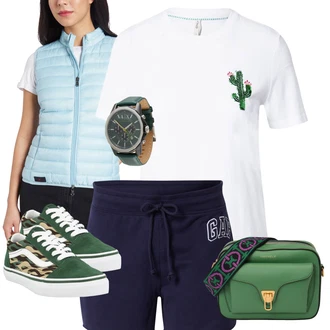 Outfit s Tmavě modrá/Modrá/Světle modrá Košile Teplákové šortky/Šortky GAP "Stylová letní nálada"
